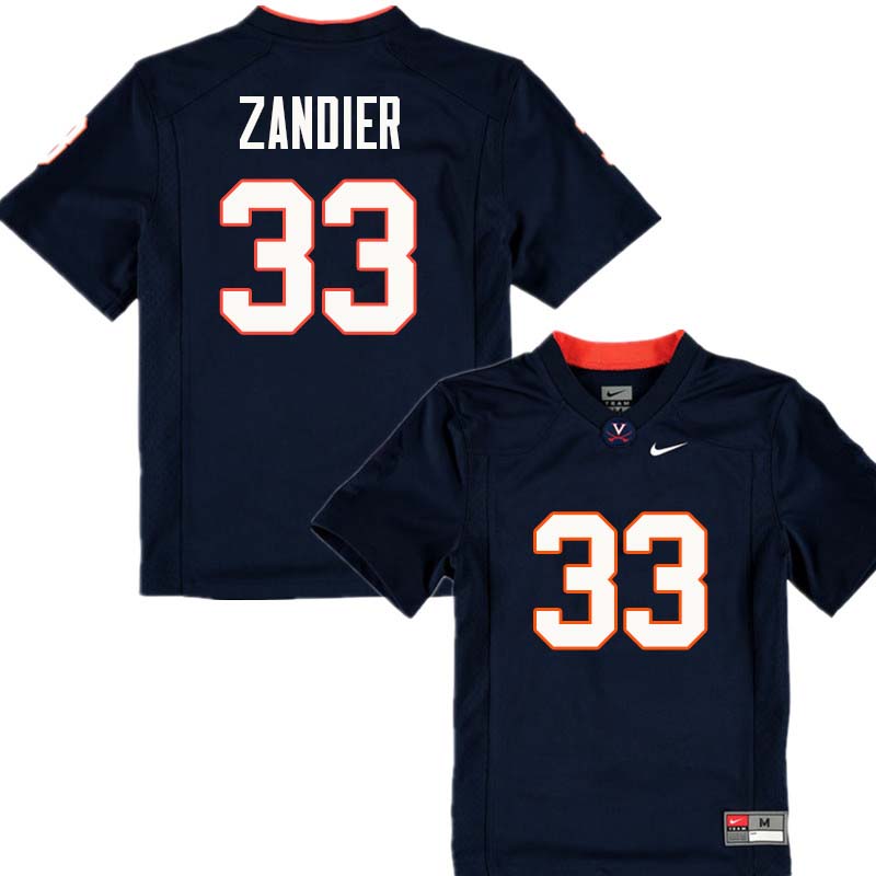 Men #33 Zane Zandier Virginia Cavaliers College Football Jerseys Sale-Navy - Click Image to Close